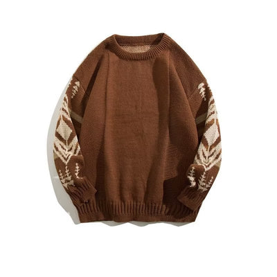 Vintage Ethnic Style Round Neck Sweater
