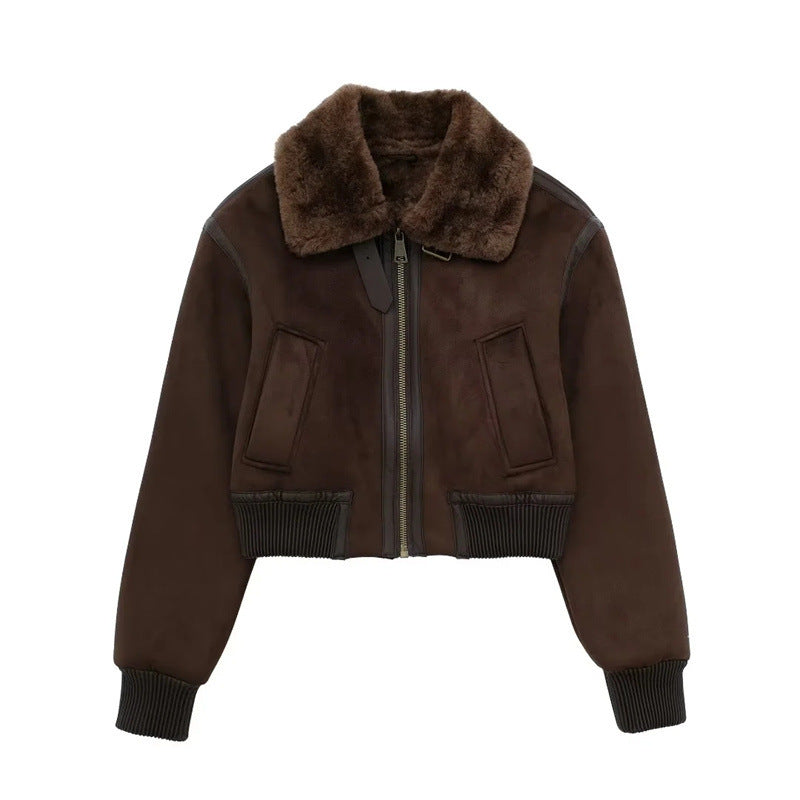 Fur Integrated Loose Motorcycle Double-sided Jacket